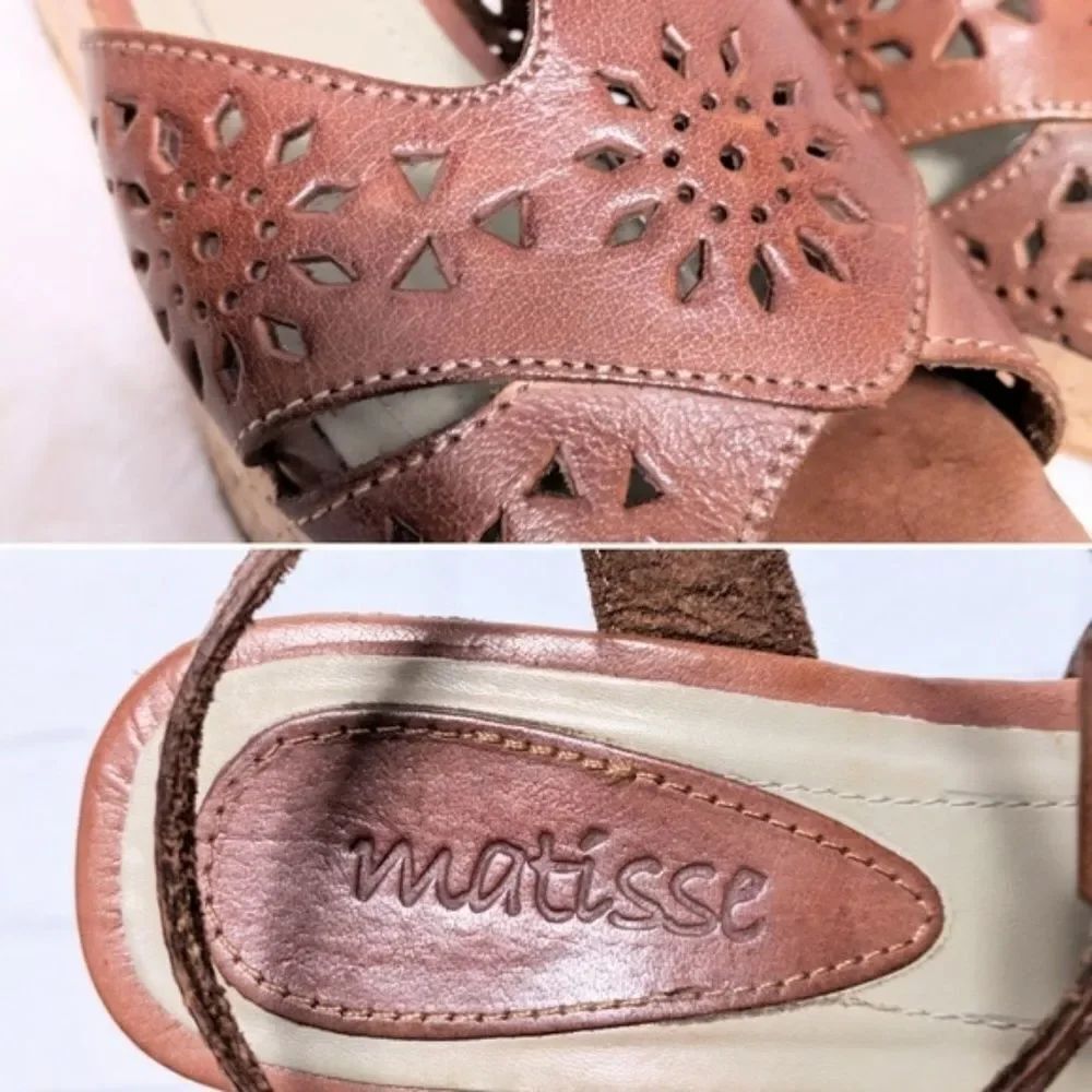 MATISSE Laser Cut Platform Wedge Sandals 8 - Picture 5 of 9
